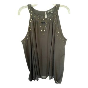 INC International Concepts Black Embellished Sleeveless Blouse